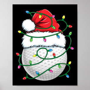 Golf Ball Santa Hat Men Womens Christmas Golfing X Poster