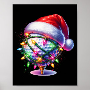 Golf Ball Santa Hat Men Womens Christmas Golfing X Poster
