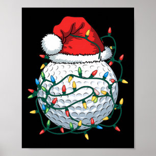 Golf Ball Santa Hat Men Womens Christmas Golfing X Poster