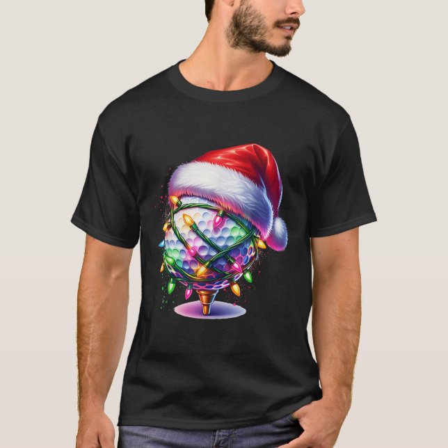Golf Ball Santa Hat Men Womens Christmas Golfing X T-Shirt (Front)