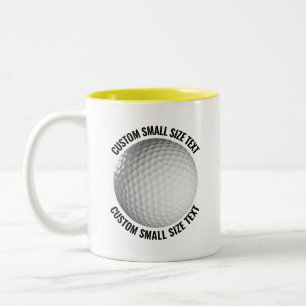 Golf Ball & Small Text YELLOW 11oz Custom Two-Tone Coffee Mug