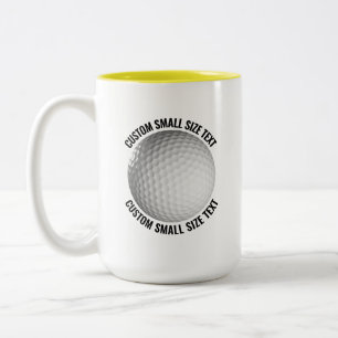 Golf Ball & Small Text YELLOW 15oz Custom Two-Tone Coffee Mug