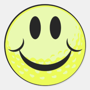 golf ball smile face classic round sticker