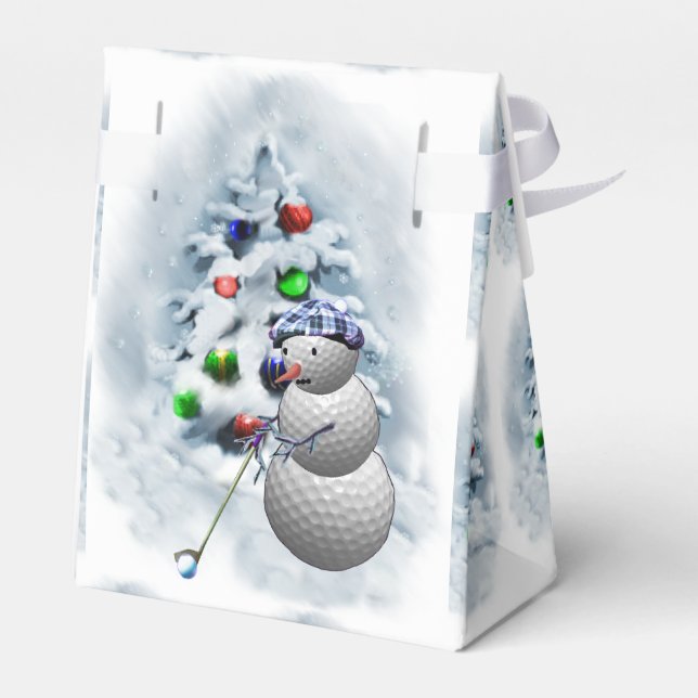 Golf Ball Snowman Christmas Favour Box (Back Side)