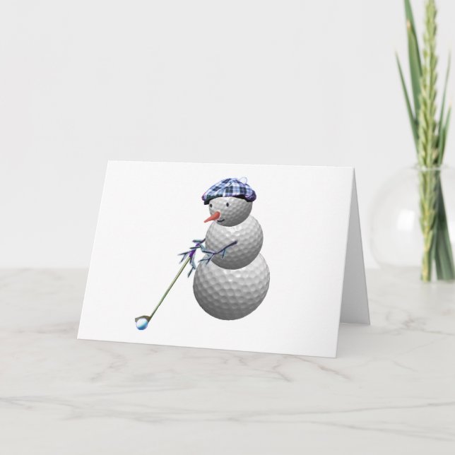 Golf Ball Snowman Christmas Holiday Card (Front)
