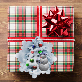 Golf Ball Snowman Christmas Tree Decoration Card