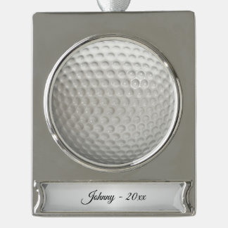 Golf Ball Sport Personalised Silver Plated Banner Ornament