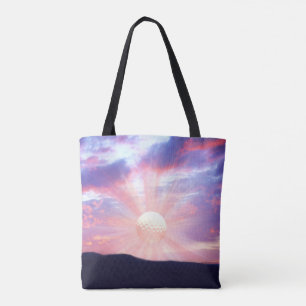 Golf ball sunrise tote bag