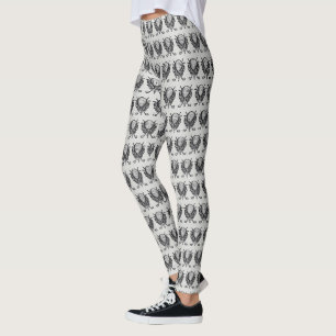 Golf Ball Tee Club Course Golfer Sports Grey Black Leggings