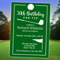 Golf Ball Tee Flag Green Modern 50th Birthday