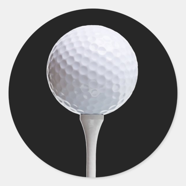 Golf Ball & Tee on Black - Customised Template Classic Round Sticker (Front)