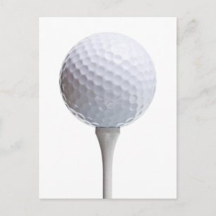Golf Ball & Tee on White Customised Template Postcard