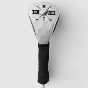 Golf Ball Texture & Club Initial Monogram  Head Cover