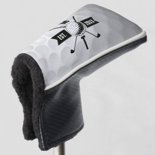 Golf Ball Texture & Club Initial Monogram   Head Cover