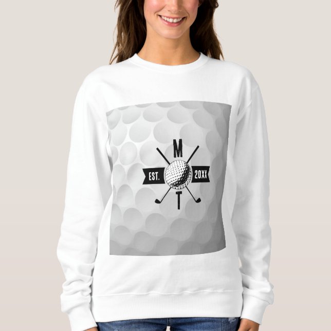 Golf Ball Texture & Club Initial Monogram   Sweatshirt (Front)