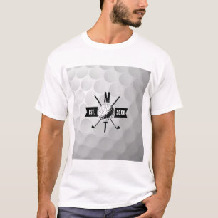 Golf Ball Texture & Club Initial Monogram  T-Shirt