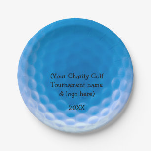 Golf Ball Texture Dimples Arctic Blue_personalized Paper Plate