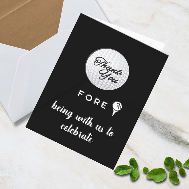 Golf Ball Thank You Fore! Black White Custom Card (Creator Uploaded)