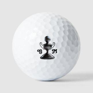 Golf Ball Trophy with Typography Initials Monogram