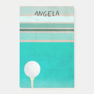 golf ball turquoise stripes design for golfers post-it notes