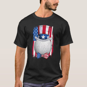 Golf Ball & Uncle Sam Hat American Flag 4th Of Jul T-Shirt