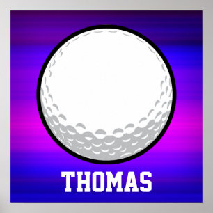 Golf Ball; Vibrant Violet Blue and Magenta Poster