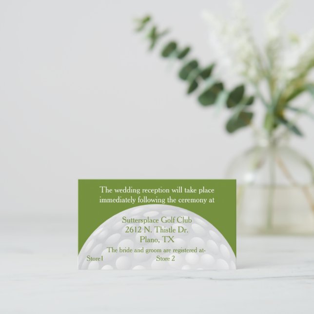 Golf Ball Wedding Reception Enclosure Card (Standing Front)