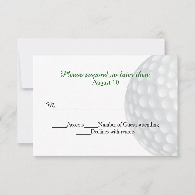 Golf Ball Wedding RSVP Card (Front)