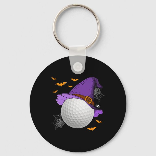 Golf Ball Witch Hat Pumpkin Spooky Halloween Costu Key Ring (Front)