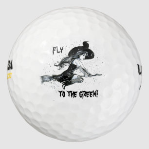 golf ball with a witch on it