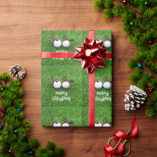 Golf ball with Christmas Ribbon for Golfer gift Wrapping Paper