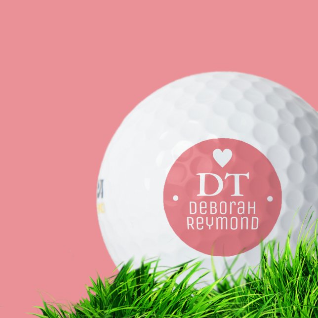 Golf Ball with Her Name Feminine Pink Monogram (Creator Uploaded)