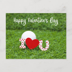 Golf ball with I love you Happy Valentine's Day  Holiday Postcard