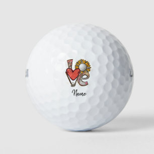 Golf ball with love for golfer on Valentine's Day 