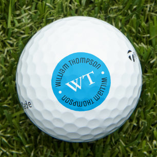 golf ball with name ( blue circle monogram )