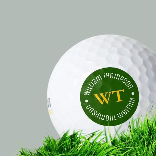 Golf Ball with Name ( green circle monogram ) (Creator Uploaded)