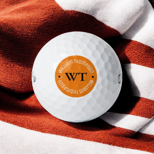 golf ball with name ( orange circle monogram )