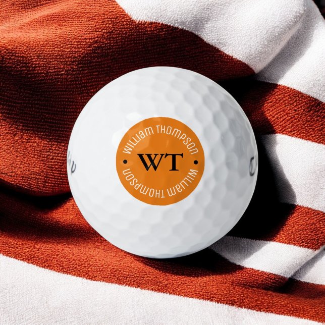 golf ball with name ( orange circle monogram ) (Creator Uploaded)
