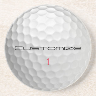 Golf Ball with Personalised Text and Number Coaster