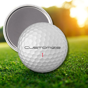 Golf Ball with Personalised Text and Number Magnet