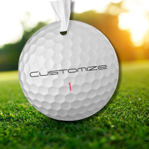 Golf Ball with Personalised Text and Number Ornament