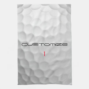 Golf Ball with Personalised Text and Number Tea Towel