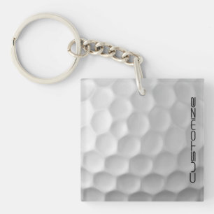 Golf Ball with Personalised Text Key Ring