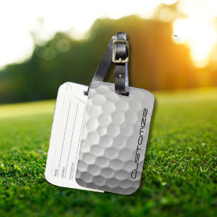 Golf Ball with Personalised Text Luggage Tag