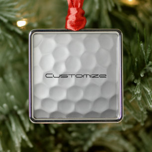 Golf Ball with Personalised Text Metal Tree Decoration