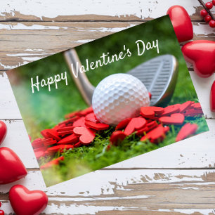 Golf ball with red heart for Valentine's Day Holiday Card