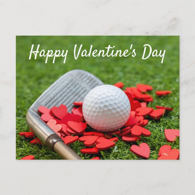 Golf ball with red heart for Valentine's Day Postcard (Front)