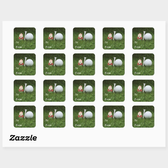 Golf Ball with Santa Claus on Green for Christmas  Square Sticker (Sheet)