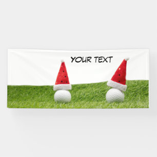 Golf Ball with Santa hat Golfer Christmas Party Banner