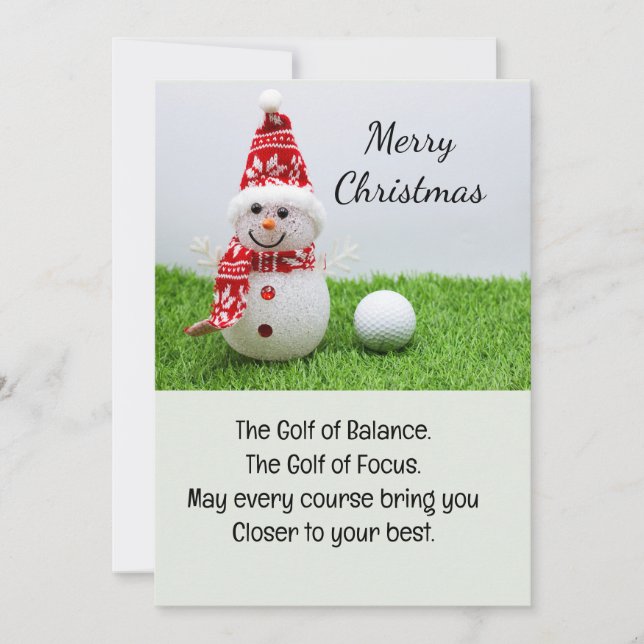 Golf ball with Snowman  golfer Christmas Holiday (Front)
